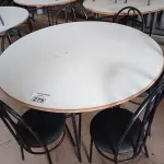 LOTE 275 - 01 MESA DE FERRO COM BASE DOBRÁVEL, TAMPO EM MADEIRA E 06 CADEIRAS DE FERRO COM ASSENTO ALMOFADADO. (NO ESTADO) ATENÇÃO! FAZER A VISITAÇÃO ANTES DE ARREMATAR, NÃO SABEMOS SE FUNCIONA. LEILÃO NÃO TEM GARANTIA E NEM DEVOLUÇÃO, SUJEITO A POSSÍVEIS AVARIAS VISÍVEIS/OCULTAS E/OU AUSÊNCIA DE COMPONENTES.