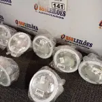 LOTE 141 - 07 LUMINÁRIAS REDONDAS DE EMBUTIR. (NO ESTADO) ATENÇÃO! FAZER A VISITAÇÃO ANTES DE ARREMATAR, NÃO SABEMOS SE FUNCIONA. LEILÃO NÃO TEM GARANTIA E NEM DEVOLUÇÃO, SUJEITO A POSSÍVEIS AVARIAS VISÍVEIS/OCULTAS E/OU AUSÊNCIA DE COMPONENTES.