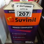 LOTE 207 - 01 LATA DE TINTA SUVINIL EXTERIORES/INTERIORES 18L NA COR FOSCO BRANCO NEVE. (NO ESTADO) ATENÇÃO! FAZER A VISITAÇÃO ANTES DE ARREMATAR, NÃO SABEMOS SE FUNCIONA. LEILÃO NÃO TEM GARANTIA E NEM DEVOLUÇÃO, SUJEITO A POSSÍVEIS AVARIAS VISÍVEIS/OCULTAS E/OU AUSÊNCIA DE COMPONENTES.