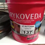 LOTE 137 - 01 BALDE DE DRYKOVEDA, ADITIVO IMPERMEABILIZANTE PARA ARGAMASSA E CONCRETO 18L. (NO ESTADO) ATENÇÃO! FAZER A VISITAÇÃO ANTES DE ARREMATAR, NÃO SABEMOS SE FUNCIONA. LEILÃO NÃO TEM GARANTIA E NEM DEVOLUÇÃO, SUJEITO A POSSÍVEIS AVARIAS VISÍVEIS/OCULTAS E/OU AUSÊNCIA DE COMPONENTES.