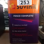 LOTE 253 - 01 LATA DE TINTA SUVINIL EXTERIORES/INTERIORES 18L NA COR FOSCO BRANCO NEVE. (NO ESTADO) ATENÇÃO! FAZER A VISITAÇÃO ANTES DE ARREMATAR, NÃO SABEMOS SE FUNCIONA. LEILÃO NÃO TEM GARANTIA E NEM DEVOLUÇÃO, SUJEITO A POSSÍVEIS AVARIAS VISÍVEIS/OCULTAS E/OU AUSÊNCIA DE COMPONENTES.