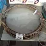 LOTE 266 - 01 ROLO DE CABO DE AÇO 3/8” COM 50 METROS. (NO ESTADO) ATENÇÃO! FAZER A VISITAÇÃO ANTES DE ARREMATAR, NÃO SABEMOS SE FUNCIONA. LEILÃO NÃO TEM GARANTIA E NEM DEVOLUÇÃO, SUJEITO A POSSÍVEIS AVARIAS VISÍVEIS/OCULTAS E/OU AUSÊNCIA DE COMPONENTES.