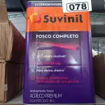 LOTE 078 - 01 LATA DE TINTA SUVINIL EXTERIORES/INTERIORES 18L NA COR FOSCO BRANCO NEVE. (NO ESTADO) ATENÇÃO! FAZER A VISITAÇÃO ANTES DE ARREMATAR, NÃO SABEMOS SE FUNCIONA. LEILÃO NÃO TEM GARANTIA E NEM DEVOLUÇÃO, SUJEITO A POSSÍVEIS AVARIAS VISÍVEIS/OCULTAS E/OU AUSÊNCIA DE COMPONENTES.