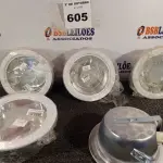 LOTE 605 - 05 LUMINÁRIAS DE EMBUTIR. (NO ESTADO) ATENÇÃO! FAZER A VISITAÇÃO ANTES DE ARREMATAR, NÃO SABEMOS SE FUNCIONA. LEILÃO NÃO TEM GARANTIA E NEM DEVOLUÇÃO, SUJEITO A POSSÍVEIS AVARIAS VISÍVEIS/OCULTAS E/OU AUSÊNCIA DE COMPONENTES.