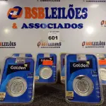 LOTE 601 - 06 SPOTS COMPLETO 6W LED REDONDO 3000K GOLDEN. (NO ESTADO) ATENÇÃO! FAZER A VISITAÇÃO ANTES DE ARREMATAR, NÃO SABEMOS SE FUNCIONA. LEILÃO NÃO TEM GARANTIA E NEM DEVOLUÇÃO, SUJEITO A POSSÍVEIS AVARIAS VISÍVEIS/OCULTAS E/OU AUSÊNCIA DE COMPONENTES.