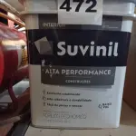 LOTE 472 - 01 BALDE DE TINTA SUVINIL INTERIORES NA COR FOSCO BRANCO 18L. (NO ESTADO) ATENÇÃO! FAZER A VISITAÇÃO ANTES DE ARREMATAR, NÃO SABEMOS SE FUNCIONA. LEILÃO NÃO TEM GARANTIA E NEM DEVOLUÇÃO, SUJEITO A POSSÍVEIS AVARIAS VISÍVEIS/OCULTAS E/OU AUSÊNCIA DE COMPONENTES.