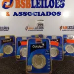 LOTE 299 - 06 SPOTS COMPLETO 6W LED REDONDO 3000K GOLDEN. (NO ESTADO) ATENÇÃO! FAZER A VISITAÇÃO ANTES DE ARREMATAR, NÃO SABEMOS SE FUNCIONA. LEILÃO NÃO TEM GARANTIA E NEM DEVOLUÇÃO, SUJEITO A POSSÍVEIS AVARIAS VISÍVEIS/OCULTAS E/OU AUSÊNCIA DE COMPONENTES.