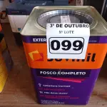LOTE 099 - 01 LATA DE TINTA SUVINIL INTERIORES/EXTERIORES 18L NA COR FOSCO BRANCO NEVE. (NO ESTADO) ATENÇÃO! FAZER A VISITAÇÃO ANTES DE ARREMATAR, NÃO SABEMOS SE FUNCIONA. LEILÃO NÃO TEM GARANTIA E NEM DEVOLUÇÃO, SUJEITO A POSSÍVEIS AVARIAS VISÍVEIS/OCULTAS E/OU AUSÊNCIA DE COMPONENTES.