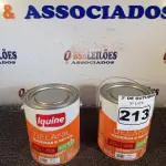 LOTE 213 - 02 GALÕES DE ESMALTE IQUINE MADEIRA E METAIS 3,6L NAS CORES AMARELO. (NO ESTADO) ATENÇÃO! FAZER A VISITAÇÃO ANTES DE ARREMATAR, NÃO SABEMOS SE FUNCIONA. LEILÃO NÃO TEM GARANTIA E NEM DEVOLUÇÃO, SUJEITO A POSSÍVEIS AVARIAS VISÍVEIS/OCULTAS E/OU AUSÊNCIA DE COMPONENTES.