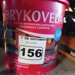 LOTE 156 - 01 BALDE DE DRYKOVEDA, ADITIVO IMPERMEABILIZANTE PARA CONCRETO E ARGAMASSA 18L. (NO ESTADO) ATENÇÃO! FAZER A VISITAÇÃO ANTES DE ARREMATAR, NÃO SABEMOS SE FUNCIONA. LEILÃO NÃO TEM GARANTIA E NEM DEVOLUÇÃO, SUJEITO A POSSÍVEIS AVARIAS VISÍVEIS/OCULTAS E/OU AUSÊNCIA DE COMPONENTES.