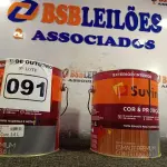 LOTE 091 - 02 GALÕES DE TINTAS ESMALTES SUVINIL MADEIRA E METAIS 3,6L NAS CORES BRILHANTE VERDE FOLHA E BRILHANTE CINZA ESCURO. (NO ESTADO) ATENÇÃO! FAZER A VISITAÇÃO ANTES DE ARREMATAR, NÃO SABEMOS SE FUNCIONA. LEILÃO NÃO TEM GARANTIA E NEM DEVOLUÇÃO, SUJEITO A POSSÍVEIS AVARIAS VISÍVEIS/OCULTAS E/OU AUSÊNCIA DE COMPONENTES.