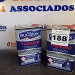 LOTE 188 - 02 GALÕES DE THINNER EUCATEX 5LITROS. (NO ESTADO) ATENÇÃO! FAZER A VISITAÇÃO ANTES DE ARREMATAR, NÃO SABEMOS SE FUNCIONA. LEILÃO NÃO TEM GARANTIA E NEM DEVOLUÇÃO, SUJEITO A POSSÍVEIS AVARIAS VISÍVEIS/OCULTAS E/OU AUSÊNCIA DE COMPONENTES.