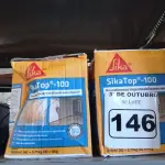 LOTE 146 - 04 CAIXAS DE SIKA TOP-100, REVESTIMENTO IMPERMEABILIZANTE SEMI-FLEXIVEL 4KG. (NO ESTADO) ATENÇÃO! FAZER A VISITAÇÃO ANTES DE ARREMATAR, NÃO SABEMOS SE FUNCIONA. LEILÃO NÃO TEM GARANTIA E NEM DEVOLUÇÃO, SUJEITO A POSSÍVEIS AVARIAS VISÍVEIS/OCULTAS E/OU AUSÊNCIA DE COMPONENTES.