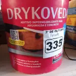 LOTE 335 - 01 BALDE DE DRYKOVEDA, ADITIVO IMPERMEABILIZANTE PARA CONCRETO E ARGAMASSA 18L. (NO ESTADO) ATENÇÃO! FAZER A VISITAÇÃO ANTES DE ARREMATAR, NÃO SABEMOS SE FUNCIONA. LEILÃO NÃO TEM GARANTIA E NEM DEVOLUÇÃO, SUJEITO A POSSÍVEIS AVARIAS VISÍVEIS/OCULTAS E/OU AUSÊNCIA DE COMPONENTES.