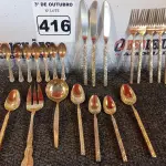 LOTE 416 - 22 PEÇAS DE TALHERES DIVERSOS EM METAL. (NO ESTADO) ATENÇÃO! FAZER A VISITAÇÃO ANTES DE ARREMATAR, NÃO SABEMOS SE FUNCIONA. LEILÃO NÃO TEM GARANTIA E NEM DEVOLUÇÃO, SUJEITO A POSSÍVEIS AVARIAS VISÍVEIS/OCULTAS E/OU AUSÊNCIA DE COMPONENTES.