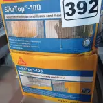 LOTE 392 - 02 CAIXAS DE SIKA TOP-100, REVESTIMENTO IMPERMEABILIZANTE SEMI-FLEXIVEL 18KG. (NO ESTADO) ATENÇÃO! FAZER A VISITAÇÃO ANTES DE ARREMATAR, NÃO SABEMOS SE FUNCIONA. LEILÃO NÃO TEM GARANTIA E NEM DEVOLUÇÃO, SUJEITO A POSSÍVEIS AVARIAS VISÍVEIS/OCULTAS E/OU AUSÊNCIA DE COMPONENTES.