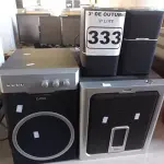 LOTE 333 - 02 SUBWOOFER E 02 CAIXINHAS DE SOM. (NO ESTADO) ATENÇÃO! FAZER A VISITAÇÃO ANTES DE ARREMATAR, NÃO SABEMOS SE FUNCIONA. LEILÃO NÃO TEM GARANTIA E NEM DEVOLUÇÃO, SUJEITO A POSSÍVEIS AVARIAS VISÍVEIS/OCULTAS E/OU AUSÊNCIA DE COMPONENTES.