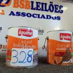 LOTE 328 - 02 GALÕES DE ESMALTE IQUINE MADEIRA E METAIS 3,6L SENDO 01 NA COR MARROM TABACO. (NO ESTADO) ATENÇÃO! FAZER A VISITAÇÃO ANTES DE ARREMATAR, NÃO SABEMOS SE FUNCIONA. LEILÃO NÃO TEM GARANTIA E NEM DEVOLUÇÃO, SUJEITO A POSSÍVEIS AVARIAS VISÍVEIS/OCULTAS E/OU AUSÊNCIA DE COMPONENTES.