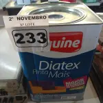 LOTE 233 - 01 LATA DE TINTA IQUINE DIATEX PINTA MAIS FOSCO BASE “P” 18L. (NO ESTADO) ATENÇÃO! FAZER A VISITAÇÃO ANTES DE ARREMATAR, NÃO SABEMOS SE FUNCIONA. LEILÃO NÃO TEM GARANTIA E NEM DEVOLUÇÃO, SUJEITO A POSSÍVEIS AVARIAS VISÍVEIS/OCULTAS E/OU AUSÊNCIA DE COMPONENTES.