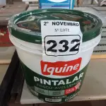 LOTE 232 - 01 BALDE DE TINTA IQUINE PINTALAR FOSCO AVELUDADO BRANCO GELO 15L. (NO ESTADO) ATENÇÃO! FAZER A VISITAÇÃO ANTES DE ARREMATAR, NÃO SABEMOS SE FUNCIONA. LEILÃO NÃO TEM GARANTIA E NEM DEVOLUÇÃO, SUJEITO A POSSÍVEIS AVARIAS VISÍVEIS/OCULTAS E/OU AUSÊNCIA DE COMPONENTES.