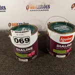 LOTE 069 - 02 GALÕES DE ESMALTE SINTÉTICO IQUINE MADEIRA E METAIS ALTO BRILHO VERDE COLONIAL 3,6L. (NO ESTADO) ATENÇÃO! FAZER A VISITAÇÃO ANTES DE ARREMATAR, NÃO SABEMOS SE FUNCIONA. LEILÃO NÃO TEM GARANTIA E NEM DEVOLUÇÃO, SUJEITO A POSSÍVEIS AVARIAS VISÍVEIS/OCULTAS E/OU AUSÊNCIA DE COMPONENTES.