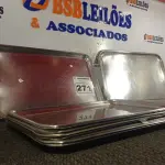 LOTE 271 - 10 BANDEJAS EM INOX. (NO ESTADO) ATENÇÃO! FAZER A VISITAÇÃO ANTES DE ARREMATAR, NÃO SABEMOS SE FUNCIONA. LEILÃO NÃO TEM GARANTIA E NEM DEVOLUÇÃO, SUJEITO A POSSÍVEIS AVARIAS VISÍVEIS/OCULTAS E/OU AUSÊNCIA DE COMPONENTES.