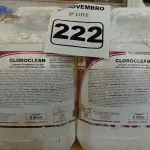 LOTE 222 - 20 LITROS DE CLOROCLEAN, LIMPADOR DESINFETANTE CLORADO PARA INDÚSTRIAS ALIMENTÍCIAS E AFINS. (NO ESTADO) ATENÇÃO! FAZER A VISITAÇÃO ANTES DE ARREMATAR, NÃO SABEMOS SE FUNCIONA. LEILÃO NÃO TEM GARANTIA E NEM DEVOLUÇÃO, SUJEITO A POSSÍVEIS AVARIAS VISÍVEIS/OCULTAS E/OU AUSÊNCIA DE COMPONENTES.