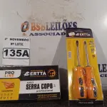 LOTE 135 - 01 JOGO SERRA COPO E 01 KIT DE CHAVES FENDA/PHILIPS 02 PEÇAS. (NO ESTADO) ATENÇÃO! FAZER A VISITAÇÃO ANTES DE ARREMATAR, NÃO SABEMOS SE FUNCIONA. LEILÃO NÃO TEM GARANTIA E NEM DEVOLUÇÃO, SUJEITO A POSSÍVEIS AVARIAS VISÍVEIS/OCULTAS E/OU AUSÊNCIA DE COMPONENTES.