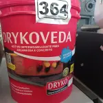 LOTE 364 - 01 BALDE DE DRYKOVEDA, ADITIVO IMPERMEABILIZANTE PARA ARGAMASSA E CONCRETO. (NO ESTADO) ATENÇÃO! FAZER A VISITAÇÃO ANTES DE ARREMATAR, NÃO SABEMOS SE FUNCIONA. LEILÃO NÃO TEM GARANTIA E NEM DEVOLUÇÃO, SUJEITO A POSSÍVEIS AVARIAS VISÍVEIS/OCULTAS E/OU AUSÊNCIA DE COMPONENTES.