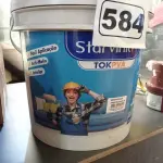 LOTE 584 - 01 BALDE DE MASSA ACRÍLICA STAR VINIL TOK PVA 25KG. (NO ESTADO) ATENÇÃO! FAZER A VISITAÇÃO ANTES DE ARREMATAR, NÃO SABEMOS SE FUNCIONA. LEILÃO NÃO TEM GARANTIA E NEM DEVOLUÇÃO, SUJEITO A POSSÍVEIS AVARIAS VISÍVEIS/OCULTAS E/OU AUSÊNCIA DE COMPONENTES.