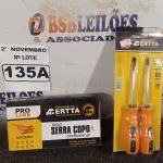 LOTE 135 - 01 JOGO SERRA COPO E 01 KIT DE CHAVES FENDA/PHILIPS 02 PEÇAS. (NO ESTADO) ATENÇÃO! FAZER A VISITAÇÃO ANTES DE ARREMATAR, NÃO SABEMOS SE FUNCIONA. LEILÃO NÃO TEM GARANTIA E NEM DEVOLUÇÃO, SUJEITO A POSSÍVEIS AVARIAS VISÍVEIS/OCULTAS E/OU AUSÊNCIA DE COMPONENTES.