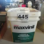 LOTE 445 - 01 BALDE DE TINTA MAXIVINIL ACRÍLICA FOSCO BRANCO NEVE. (NO ESTADO) ATENÇÃO! FAZER A VISITAÇÃO ANTES DE ARREMATAR, NÃO SABEMOS SE FUNCIONA. LEILÃO NÃO TEM GARANTIA E NEM DEVOLUÇÃO, SUJEITO A POSSÍVEIS AVARIAS VISÍVEIS/OCULTAS E/OU AUSÊNCIA DE COMPONENTES.