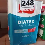 LOTE 248 - 01 LATA DE TINTA IQUINE DIATEX PINTA MAIS 18L FOSCO BASE “P”. (NO ESTADO) ATENÇÃO! FAZER A VISITAÇÃO ANTES DE ARREMATAR, NÃO SABEMOS SE FUNCIONA. LEILÃO NÃO TEM GARANTIA E NEM DEVOLUÇÃO, SUJEITO A POSSÍVEIS AVARIAS VISÍVEIS/OCULTAS E/OU AUSÊNCIA DE COMPONENTES.