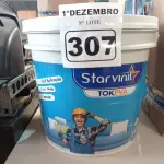 LOTE 307 - 01 BALDE DE MASSA ACRÍLICA STAR VINIL TOK PVA 16L. (NO ESTADO) ATENÇÃO! FAZER A VISITAÇÃO ANTES DE ARREMATAR, NÃO SABEMOS SE FUNCIONA. LEILÃO NÃO TEM GARANTIA E NEM DEVOLUÇÃO, SUJEITO A POSSÍVEIS AVARIAS VISÍVEIS/OCULTAS E/OU AUSÊNCIA DE COMPONENTES.