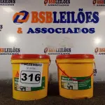 LOTE 316 - 02 BALDES DE SELANTE ACRÍLICO FLEXÍVEL SIKACRYL 203 5KG. (NO ESTADO) ATENÇÃO! FAZER A VISITAÇÃO ANTES DE ARREMATAR, NÃO SABEMOS SE FUNCIONA. LEILÃO NÃO TEM GARANTIA E NEM DEVOLUÇÃO, SUJEITO A POSSÍVEIS AVARIAS VISÍVEIS/OCULTAS E/OU AUSÊNCIA DE COMPONENTES.
