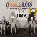 LOTE 185 - 01 ALICATE UNIVERSAL, 01 ALICATE DE CORTE 6” E 01 ALICATE DE BICO 6”. (NO ESTADO) ATENÇÃO! FAZER A VISITAÇÃO ANTES DE ARREMATAR, NÃO SABEMOS SE FUNCIONA. LEILÃO NÃO TEM GARANTIA E NEM DEVOLUÇÃO, SUJEITO A POSSÍVEIS AVARIAS VISÍVEIS/OCULTAS E/OU AUSÊNCIA DE COMPONENTES.