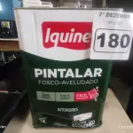 LOTE 180 - 01 LATA DE TINTA IQUINE PINTALAR FOSCO-AVELUDADO 18L NA COR VERDE PISCINA. (NO ESTADO) ATENÇÃO! FAZER A VISITAÇÃO ANTES DE ARREMATAR, NÃO SABEMOS SE FUNCIONA. LEILÃO NÃO TEM GARANTIA E NEM DEVOLUÇÃO, SUJEITO A POSSÍVEIS AVARIAS VISÍVEIS/OCULTAS E/OU AUSÊNCIA DE COMPONENTES.
