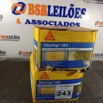 LOTE 243 - 02 CAIXAS DE SIKA TOP-100, REVESTIMENTO IMPERMEABILIZANTE SEMI-FLEXIVEL 18KG. (NO ESTADO) ATENÇÃO! FAZER A VISITAÇÃO ANTES DE ARREMATAR, NÃO SABEMOS SE FUNCIONA. LEILÃO NÃO TEM GARANTIA E NEM DEVOLUÇÃO, SUJEITO A POSSÍVEIS AVARIAS VISÍVEIS/OCULTAS E/OU AUSÊNCIA DE COMPONENTES.