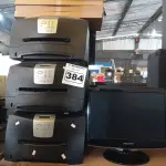 LOTE 384 - 05 IMPRESSORAS LEXMARK E342N, 05 TECLADOS PARA PC E 05 MONITORES MARCAS E MODELOS DIVERSOS. (NO ESTADO) ATENÇÃO! FAZER A VISITAÇÃO ANTES DE ARREMATAR, NÃO SABEMOS SE FUNCIONA. LEILÃO NÃO TEM GARANTIA E NEM DEVOLUÇÃO, SUJEITO A POSSÍVEIS AVARIAS VISÍVEIS/OCULTAS E/OU AUSÊNCIA DE COMPONENTES.