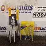 LOTE 100 - 01 KIT DE BROCAS E 01 ALICATE UNIVERSAL 8”. (NO ESTADO) ATENÇÃO! FAZER A VISITAÇÃO ANTES DE ARREMATAR, NÃO SABEMOS SE FUNCIONA. LEILÃO NÃO TEM GARANTIA E NEM DEVOLUÇÃO, SUJEITO A POSSÍVEIS AVARIAS VISÍVEIS/OCULTAS E/OU AUSÊNCIA DE COMPONENTES.