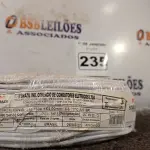 LOTE 235 - 01 ROLO DE CABO FLEXÍVEL 100M 1X4MM NA COR BRANCA(NOVO). (NO ESTADO) ATENÇÃO! FAZER A VISITAÇÃO ANTES DE ARREMATAR, NÃO SABEMOS SE FUNCIONA. LEILÃO NÃO TEM GARANTIA E NEM DEVOLUÇÃO, SUJEITO A POSSÍVEIS AVARIAS VISÍVEIS/OCULTAS E/OU AUSÊNCIA DE COMPONENTES.