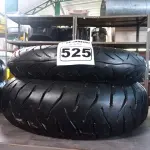 LOTE 525 - 02 PNEUS DE MOTO 100/80/17, 170/60/17. (NO ESTADO) ATENÇÃO! FAZER A VISITAÇÃO ANTES DE ARREMATAR, NÃO SABEMOS SE FUNCIONA. LEILÃO NÃO TEM GARANTIA E NEM DEVOLUÇÃO, SUJEITO A POSSÍVEIS AVARIAS VISÍVEIS/OCULTAS E/OU AUSÊNCIA DE COMPONENTES.