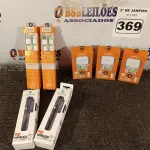 LOTE 369 - 03 CABOS TIP C  USB KD-605 CARREGAMENTO RÁPIDO, 02 CABO DE DADOS USB KD-327M E 02 MINE SELF STICK WIRELESS P50. (NO ESTADO) ATENÇÃO! FAZER A VISITAÇÃO ANTES DE ARREMATAR, NÃO SABEMOS SE FUNCIONA. LEILÃO NÃO TEM GARANTIA E NEM DEVOLUÇÃO, SUJEITO A POSSÍVEIS AVARIAS VISÍVEIS/OCULTAS E/OU AUSÊNCIA DE COMPONENTES.