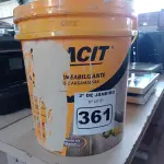 LOTE 361 - 01 BALDE DE VEDACIT, ADITIVO IMPERMEABILIZANTE PARA CONCRETOS E ARGAMASSAS. (NO ESTADO) ATENÇÃO! FAZER A VISITAÇÃO ANTES DE ARREMATAR, NÃO SABEMOS SE FUNCIONA. LEILÃO NÃO TEM GARANTIA E NEM DEVOLUÇÃO, SUJEITO A POSSÍVEIS AVARIAS VISÍVEIS/OCULTAS E/OU AUSÊNCIA DE COMPONENTES.