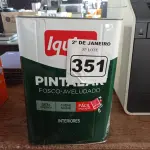 LOTE 351 - 01 LATA DE TINTA IQUINE PINTALAR FOSCO AVELUDADO 18L COR VERDE PISCINA. (NO ESTADO) ATENÇÃO! FAZER A VISITAÇÃO ANTES DE ARREMATAR, NÃO SABEMOS SE FUNCIONA. LEILÃO NÃO TEM GARANTIA E NEM DEVOLUÇÃO, SUJEITO A POSSÍVEIS AVARIAS VISÍVEIS/OCULTAS E/OU AUSÊNCIA DE COMPONENTES.