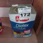 LOTE 172 - 01 LATA DE TINTA IQUINE DIATEX PINTA MAIS 18L FOSCO BASE “P”. (NO ESTADO) ATENÇÃO! FAZER A VISITAÇÃO ANTES DE ARREMATAR, NÃO SABEMOS SE FUNCIONA. LEILÃO NÃO TEM GARANTIA E NEM DEVOLUÇÃO, SUJEITO A POSSÍVEIS AVARIAS VISÍVEIS/OCULTAS E/OU AUSÊNCIA DE COMPONENTES.