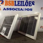 LOTE 302 - 02 PAINÉIS SOLARES 18V 10W.  (NO ESTADO) ATENÇÃO! FAZER A VISITAÇÃO ANTES DE ARREMATAR, NÃO SABEMOS SE FUNCIONA. LEILÃO NÃO TEM GARANTIA E NEM DEVOLUÇÃO, SUJEITO A POSSÍVEIS AVARIAS VISÍVEIS/OCULTAS E/OU AUSÊNCIA DE COMPONENTES.