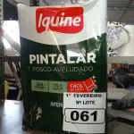 LOTE 061 - 01 LATA DE TINTA IQUINE PINTALAR FOSCO-AVELUDADO 18L NA COR BRANCO NEVE. (NO ESTADO) ATENÇÃO! FAZER A VISITAÇÃO ANTES DE ARREMATAR, NÃO SABEMOS SE FUNCIONA. LEILÃO NÃO TEM GARANTIA E NEM DEVOLUÇÃO, SUJEITO A POSSÍVEIS AVARIAS VISÍVEIS/OCULTAS E/OU AUSÊNCIA DE COMPONENTES.