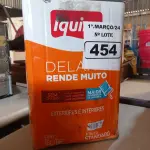LOTE 454 - 01 LATA DE TINTA IQUINE DELANIL RENDE MUITO 16/ 18L BASE PARA EXTERIOR E INTERIOR. (NO ESTADO) ATENÇÃO! FAZER A VISITAÇÃO ANTES DE ARREMATAR, NÃO SABEMOS SE FUNCIONA. LEILÃO NÃO TEM GARANTIA E NEM DEVOLUÇÃO, SUJEITO A POSSÍVEIS AVARIAS VISÍVEIS/OCULTAS E/OU AUSÊNCIA DE COMPONENTES.