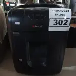 LOTE 302 - 01 FRAGMENTADORA DE PAPEL MARCA REXEL. (NO ESTADO) ATENÇÃO! FAZER A VISITAÇÃO ANTES DE ARREMATAR, NÃO SABEMOS SE FUNCIONA. LEILÃO NÃO TEM GARANTIA E NEM DEVOLUÇÃO, SUJEITO A POSSÍVEIS AVARIAS VISÍVEIS/OCULTAS E/OU AUSÊNCIA DE COMPONENTES.